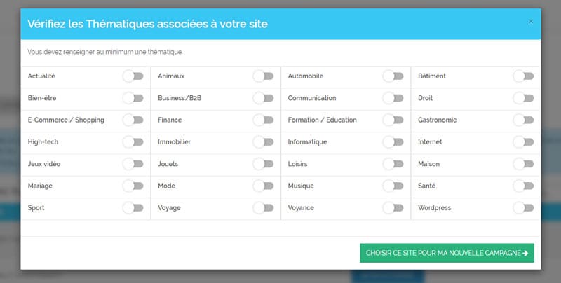 Catégorie de sites sur Soumettre.fr